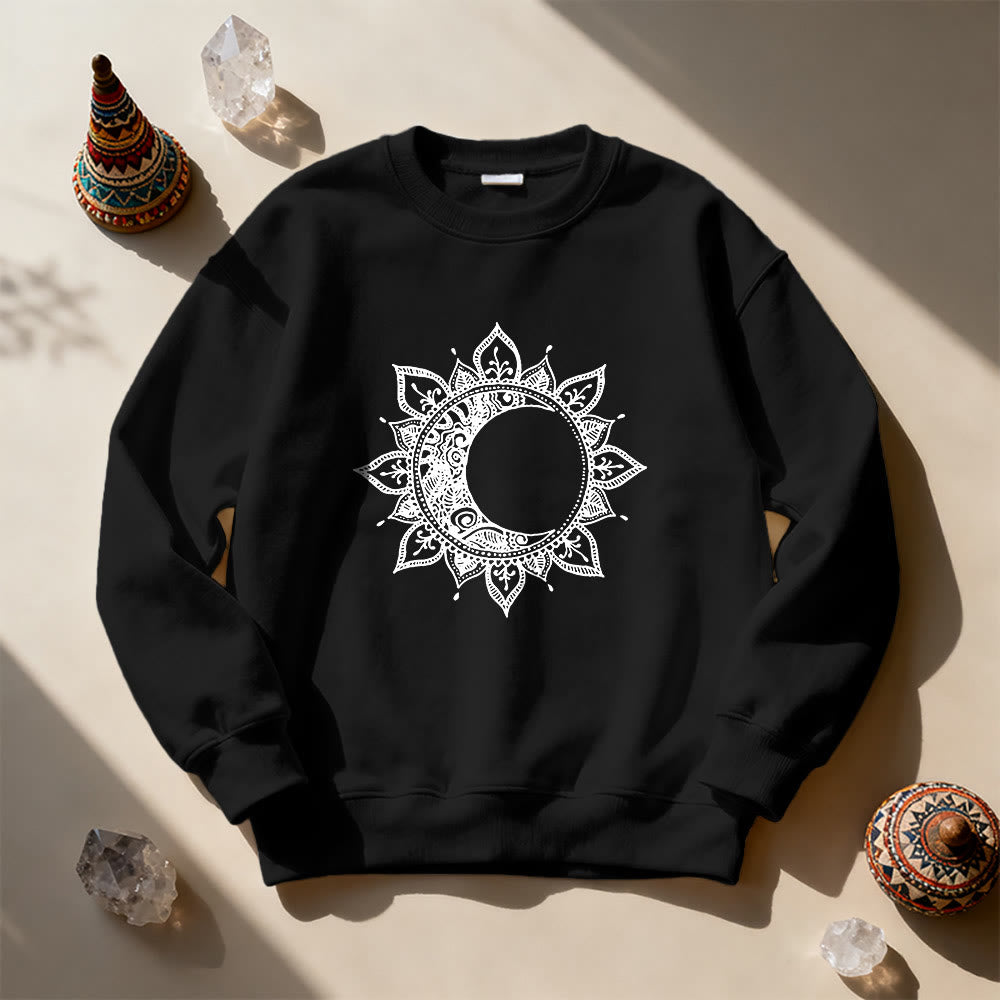 Olivenorma Mandala Sun And Moon Boho Meditation Spiritual Sweatshirt - Black - 2XL - image 9