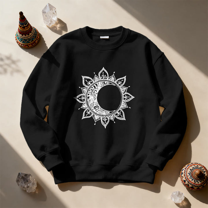 Olivenorma Mandala Sun And Moon Boho Meditation Spiritual Sweatshirt - Black - 2XL - image 9