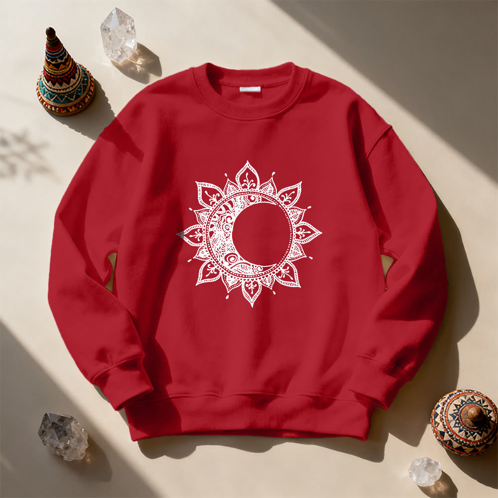 Olivenorma Mandala Sun And Moon Boho Meditation Spiritual Sweatshirt - Red - 2XL - image 3