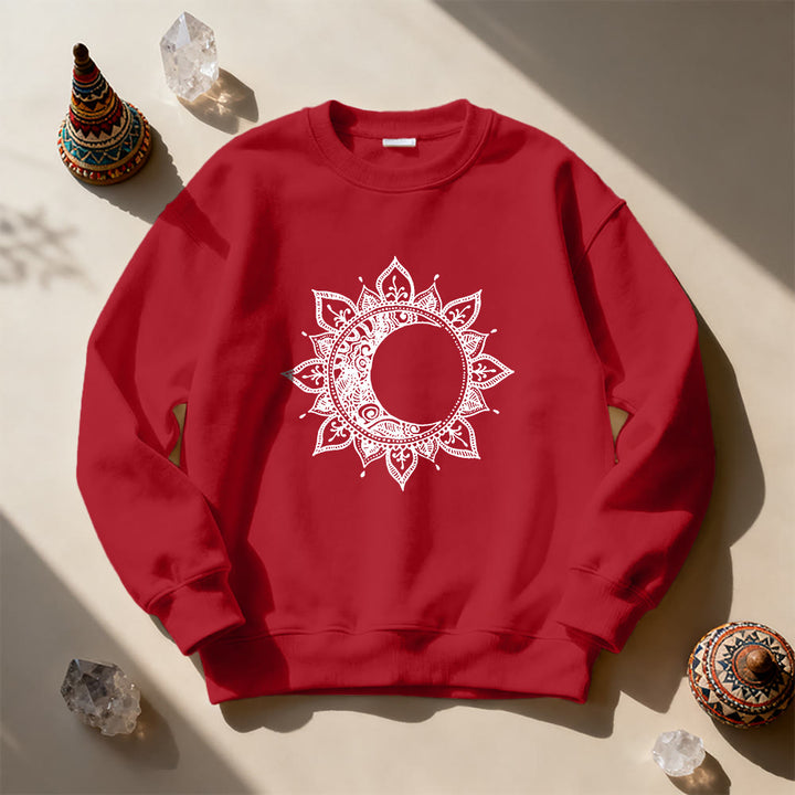 Olivenorma Mandala Sun And Moon Boho Meditation Spiritual Sweatshirt - Red - 2XL - image 3