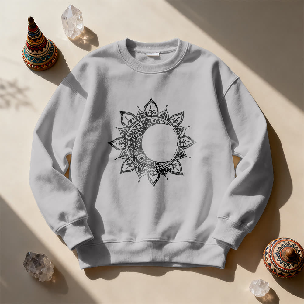 Olivenorma Mandala Sun And Moon Boho Meditation Spiritual Sweatshirt - Grey - 2XL - image 11