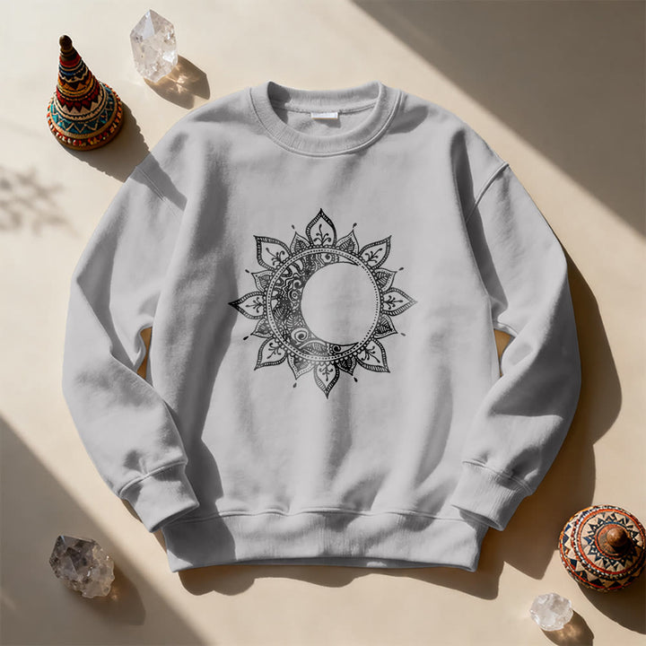 Olivenorma Mandala Sun And Moon Boho Meditation Spiritual Sweatshirt - Grey - 2XL - image 11