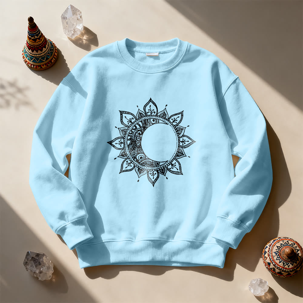 Olivenorma Mandala Sun And Moon Boho Meditation Spiritual Sweatshirt - Blue - 2XL - image 15