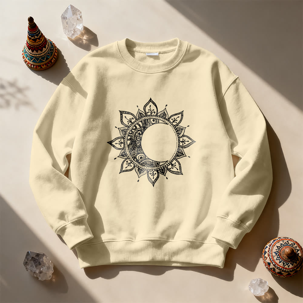 Olivenorma Mandala Sun And Moon Boho Meditation Spiritual Sweatshirt - LightYellow - 2XL - image 5
