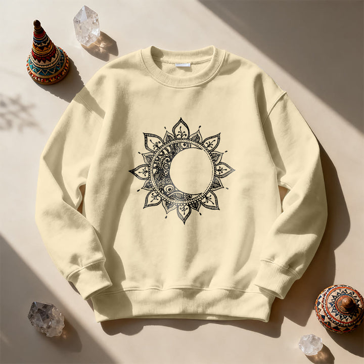 Olivenorma Mandala Sun And Moon Boho Meditation Spiritual Sweatshirt - LightYellow - 2XL - image 5