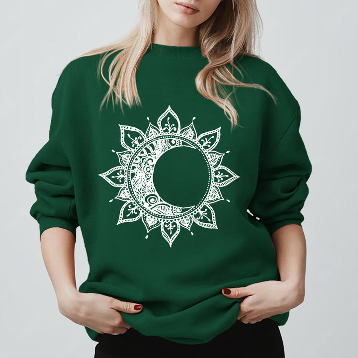 Olivenorma Mandala Sun And Moon Boho Meditation Spiritual Sweatshirt - Green - 2XL - image 13
