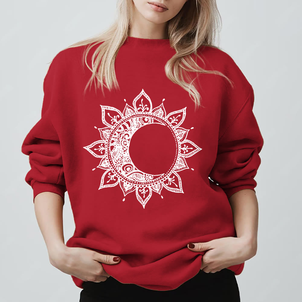 Olivenorma Mandala Sun And Moon Boho Meditation Spiritual Sweatshirt - Red - 2XL - image 0