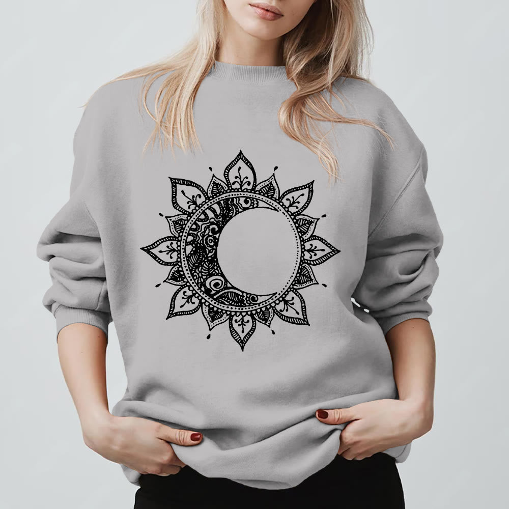 Olivenorma Mandala Sun And Moon Boho Meditation Spiritual Sweatshirt - Grey - 2XL - image 9