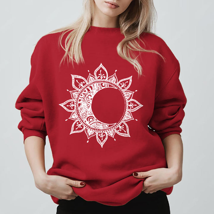 Olivenorma Mandala Sun And Moon Boho Meditation Spiritual Sweatshirt - Red - 2XL - image 0