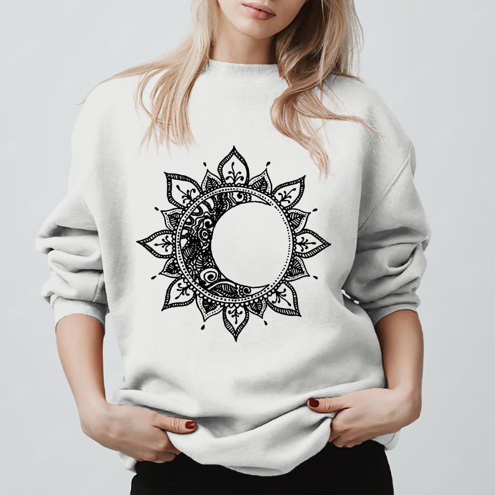Olivenorma Mandala Sun And Moon Boho Meditation Spiritual Sweatshirt - White - 2XL - image 11
