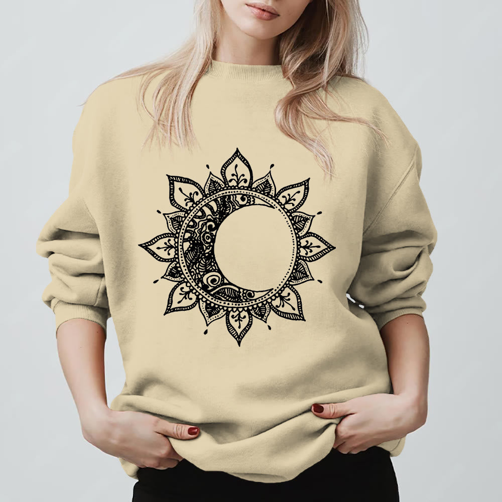Olivenorma Mandala Sun And Moon Boho Meditation Spiritual Sweatshirt - LightYellow - 2XL - image 3