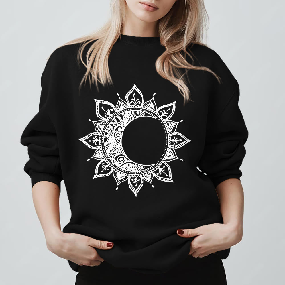 Olivenorma Mandala Sun And Moon Boho Meditation Spiritual Sweatshirt - Black - 2XL - image 7