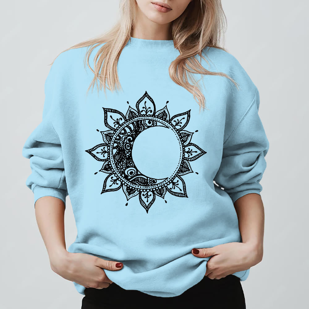 Olivenorma Mandala Sun And Moon Boho Meditation Spiritual Sweatshirt - Blue - 2XL - image 15