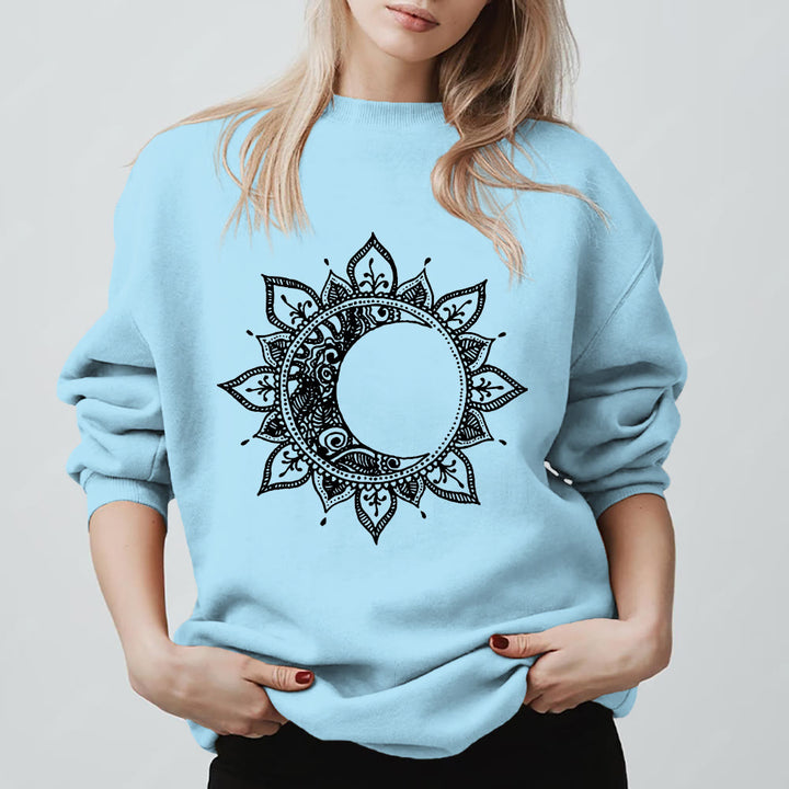 Olivenorma Mandala Sun And Moon Boho Meditation Spiritual Sweatshirt - Blue - 2XL - image 15