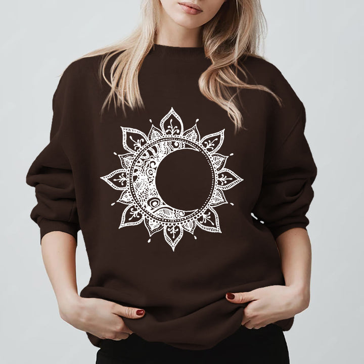 Olivenorma Mandala Sun And Moon Boho Meditation Spiritual Sweatshirt - Brown - 2XL - image 5