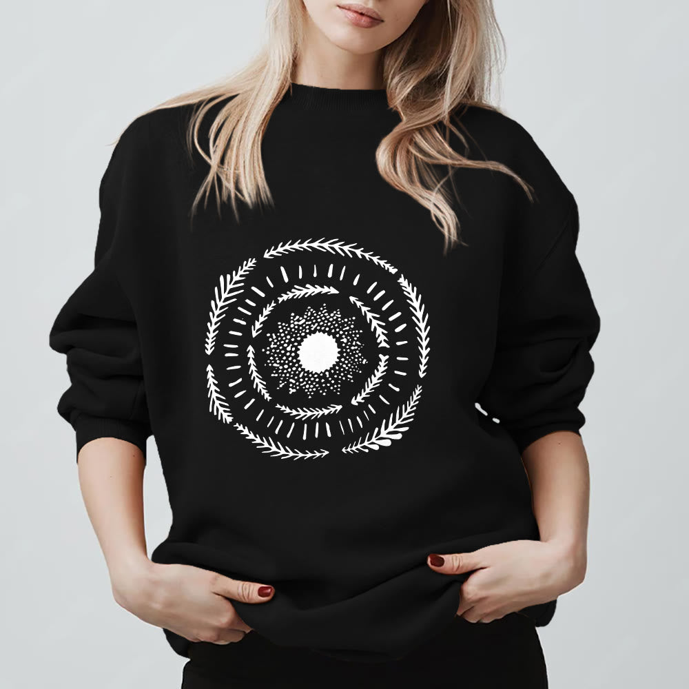 Olivenorma Sun Mandala Yoga Meditation Comfy Sweatshirt - Black - 2XL - image 9