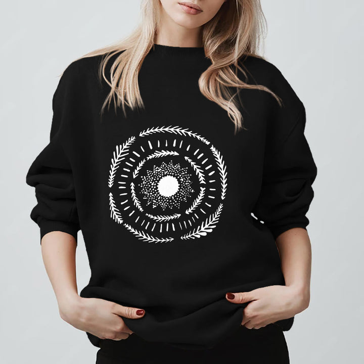 Olivenorma Sun Mandala Yoga Meditation Comfy Sweatshirt - Black - 2XL - image 9