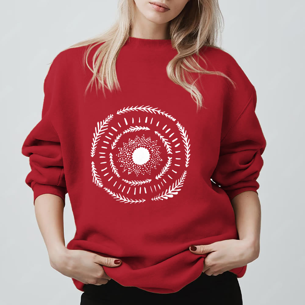 Olivenorma Sun Mandala Yoga Meditation Comfy Sweatshirt - Red - 2XL - image 5