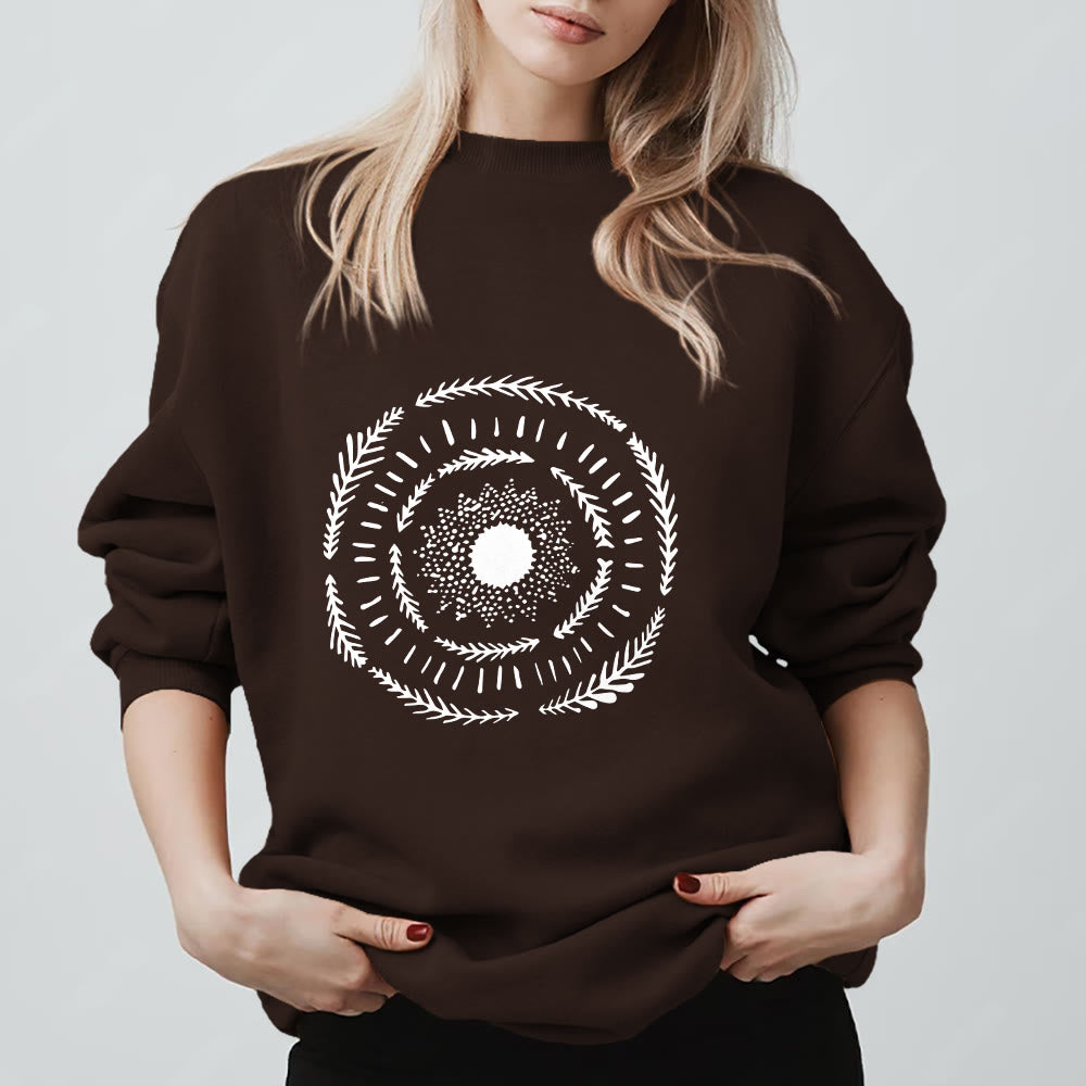 Olivenorma Sun Mandala Yoga Meditation Comfy Sweatshirt - Brown - 2XL - image 3