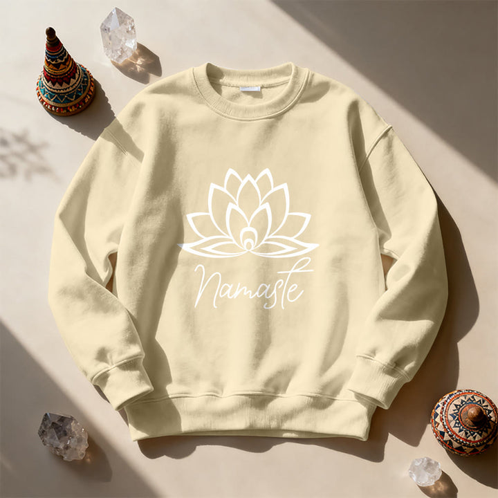 Olivenorma Namaste Lotus Yoga Meditation Mindfulness Sweatshirt - LightYellow - 2XL - image 5