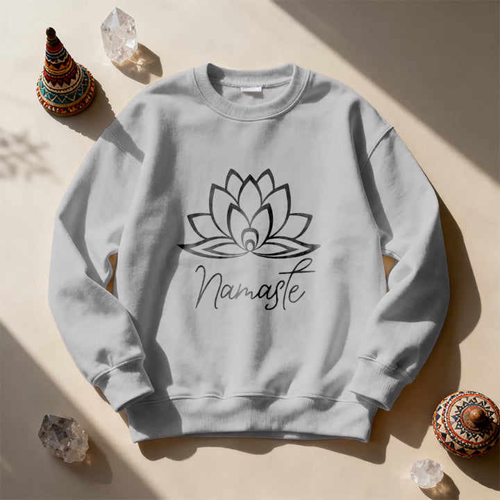 Olivenorma Namaste Lotus Yoga Meditation Mindfulness Sweatshirt - Grey - 2XL - image 3