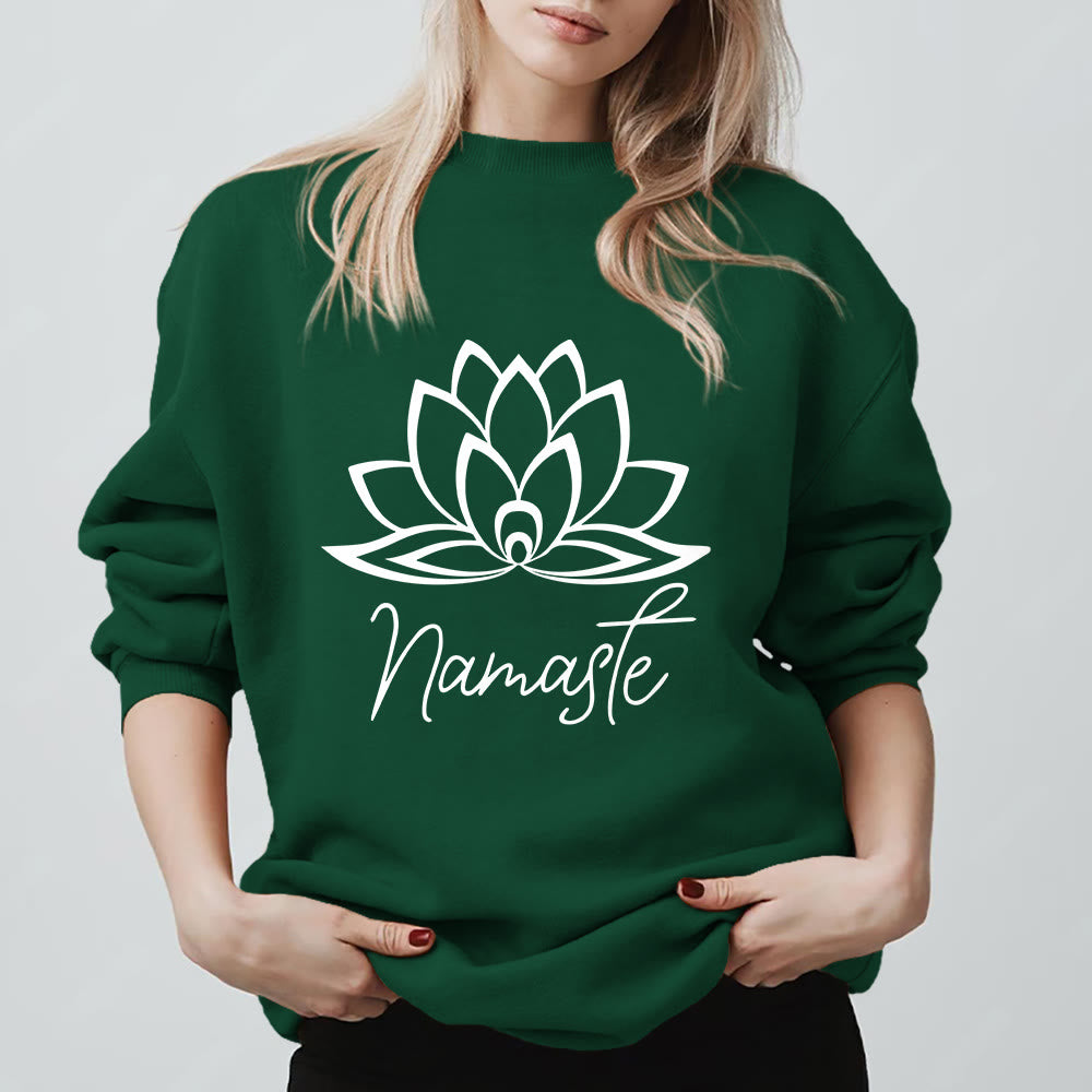 Olivenorma Namaste Lotus Yoga Meditation Mindfulness Sweatshirt - Green - 2XL - image 13