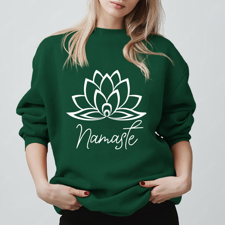 Olivenorma Namaste Lotus Yoga Meditation Mindfulness Sweatshirt - Green - 2XL - image 13
