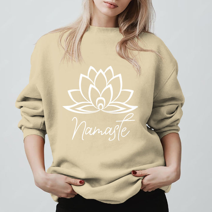 Olivenorma Namaste Lotus Yoga Meditation Mindfulness Sweatshirt - LightYellow - 2XL - image 3