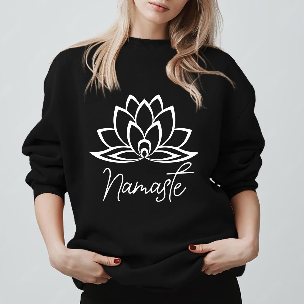 Olivenorma Namaste Lotus Yoga Meditation Mindfulness Sweatshirt - Black - 2XL - image 7
