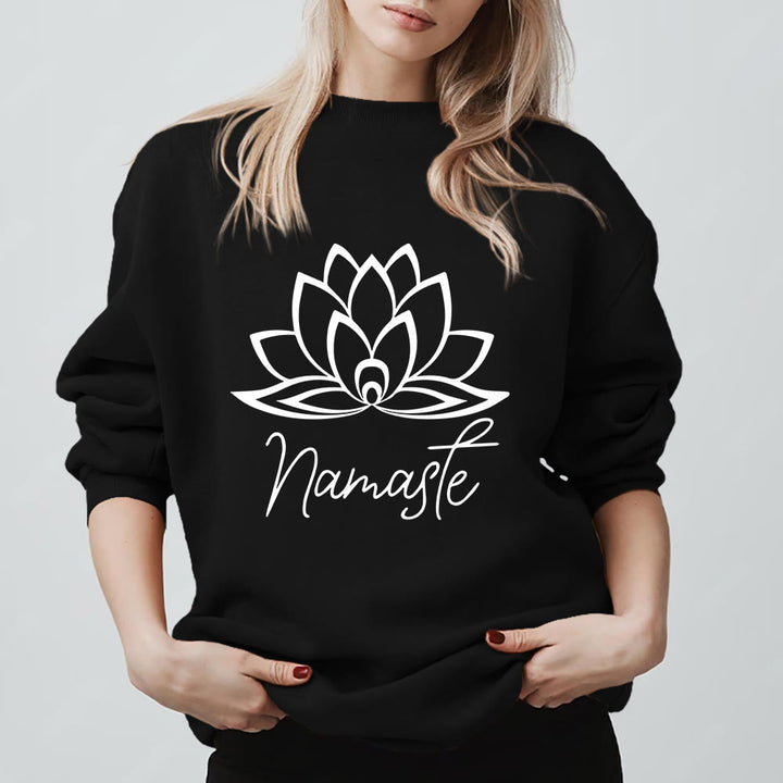 Olivenorma Namaste Lotus Yoga Meditation Mindfulness Sweatshirt - Black - 2XL - image 7