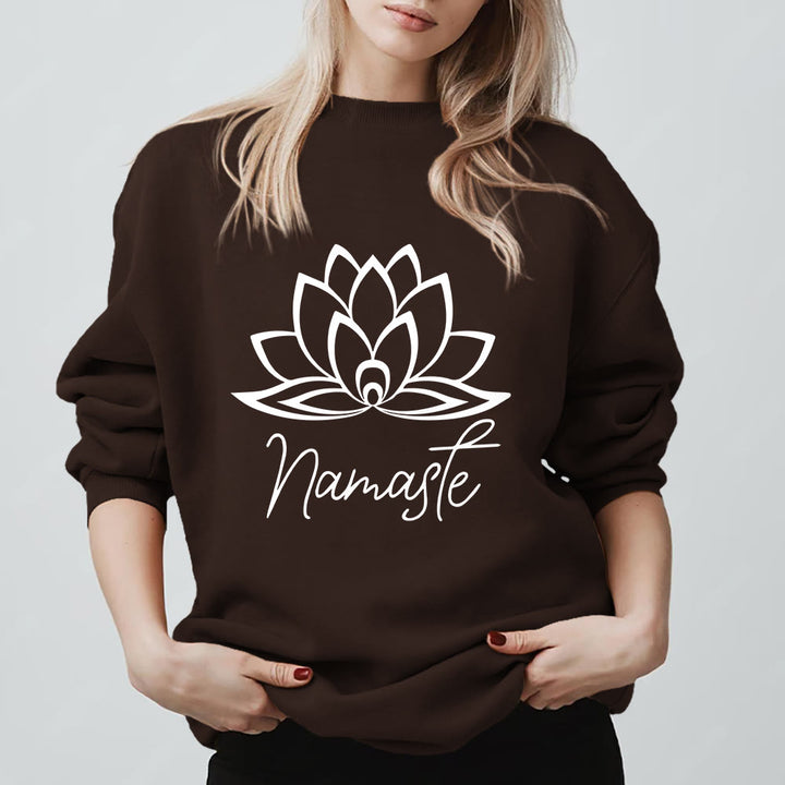 Olivenorma Namaste Lotus Yoga Meditation Mindfulness Sweatshirt - Brown - 2XL - image 5