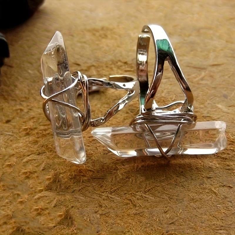 FREE Today: Wire-Wrapped Natural Quartz Crystal Stone Adjustable Vibes & Meditation Ring - image 3