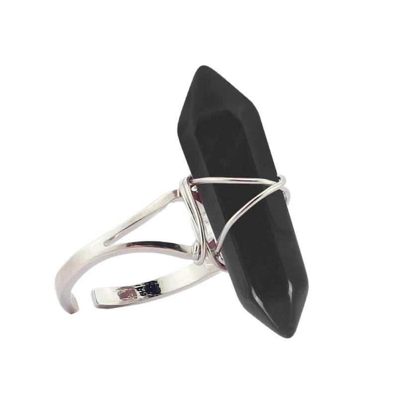 FREE Today: Wire-Wrapped Natural Quartz Crystal Stone Adjustable Vibes & Meditation Ring - Obsidian - image 30