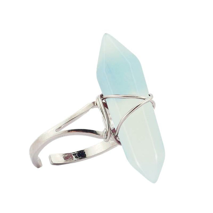 FREE Today: Wire-Wrapped Natural Quartz Crystal Stone Adjustable Vibes & Meditation Ring - Opalite - image 33