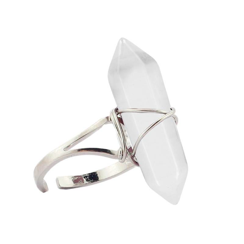 FREE Today: Wire-Wrapped Natural Quartz Crystal Stone Adjustable Vibes & Meditation Ring - Hexagonal Clear Quartz - image 14
