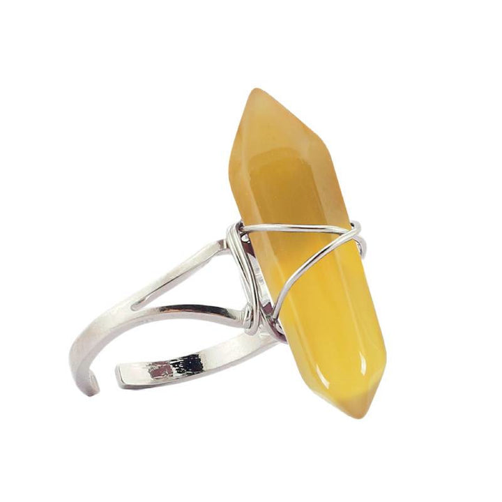 FREE Today: Wire-Wrapped Natural Quartz Crystal Stone Adjustable Vibes & Meditation Ring - Agate - image 5