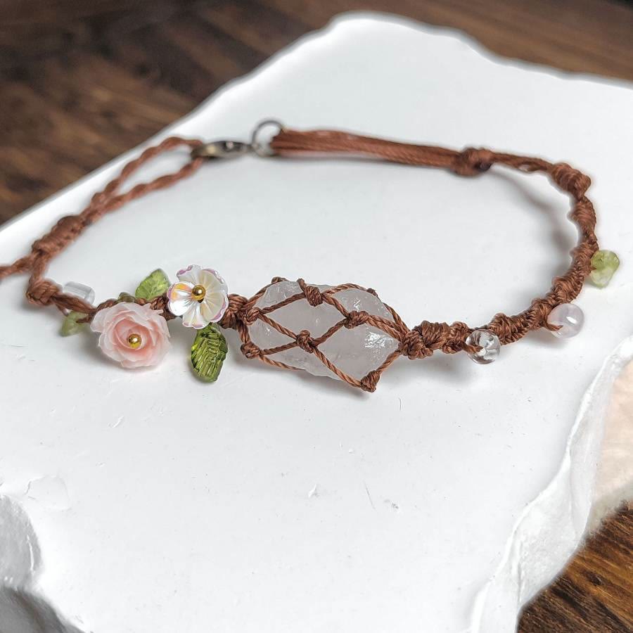 FREE Today: Handmade Bohemian Floral Natural Crystal Wildflower Coast Braided Bracelet - Clear Crystal - image 11