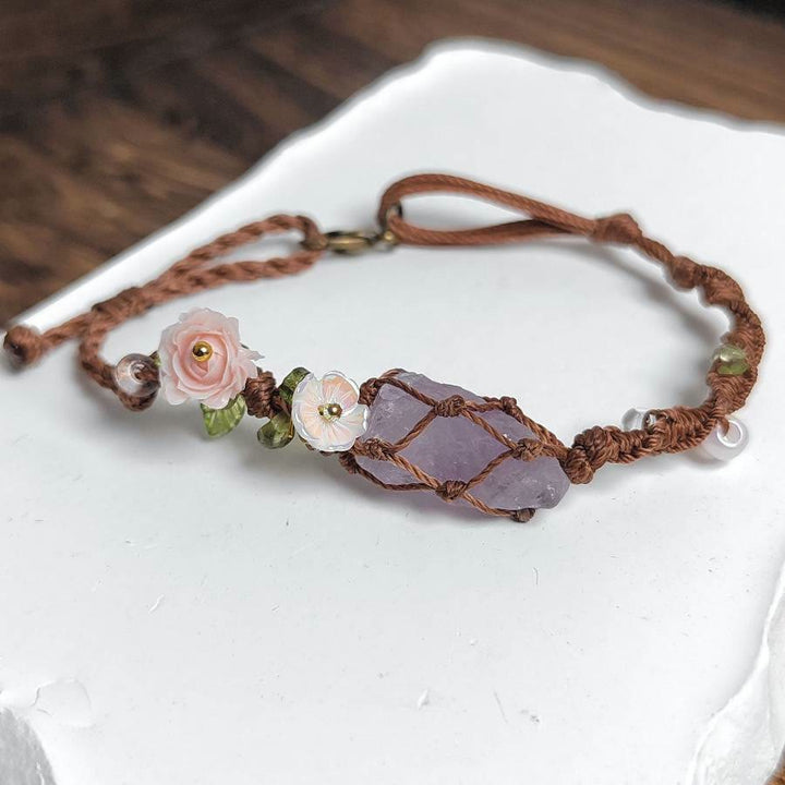 FREE Today: Handmade Bohemian Floral Natural Crystal Wildflower Coast Braided Bracelet - Amethyst - image 9