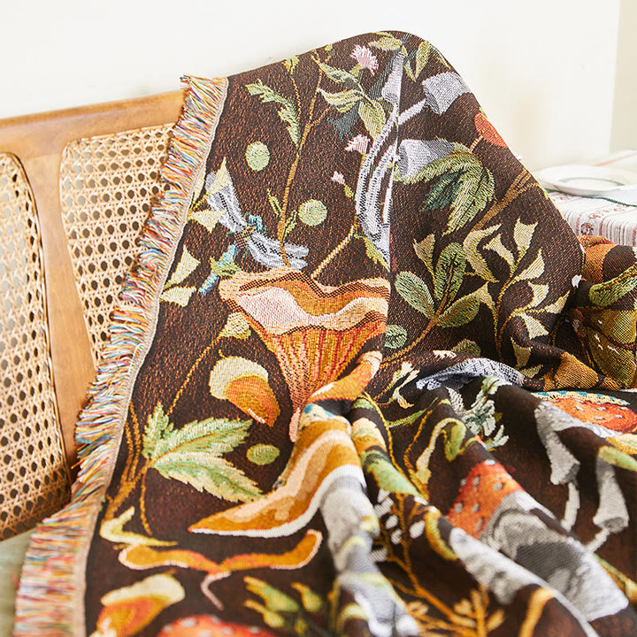 Olivenorma Jungle Mushroom Cotton Blend Tassel Throw Blanket - image 3