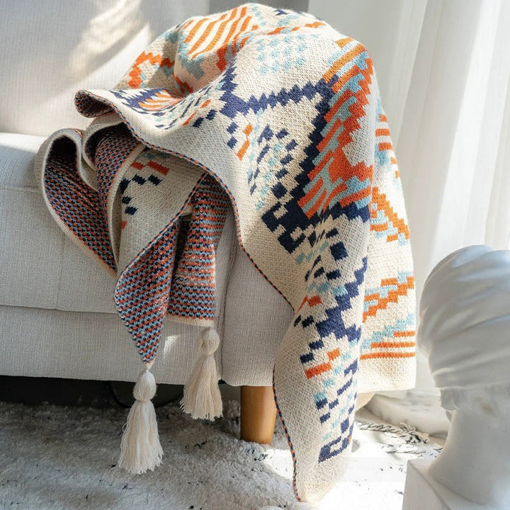 Olivenorma Bohemian Knit Tassel Throw Blanket - image 0