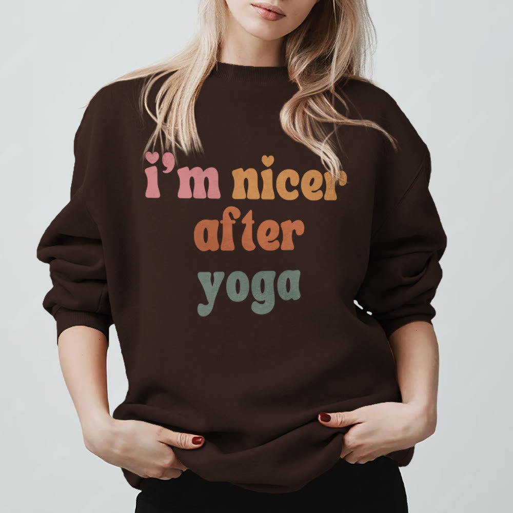Olivenorma Nicer After Yoga Motivational Fitness Sweatshirt - Brown - 2XL - image 5