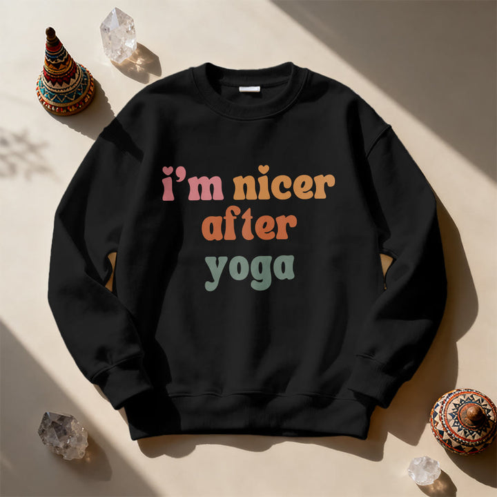 Olivenorma Nicer After Yoga Motivational Fitness Sweatshirt - Black - 2XL - image 9