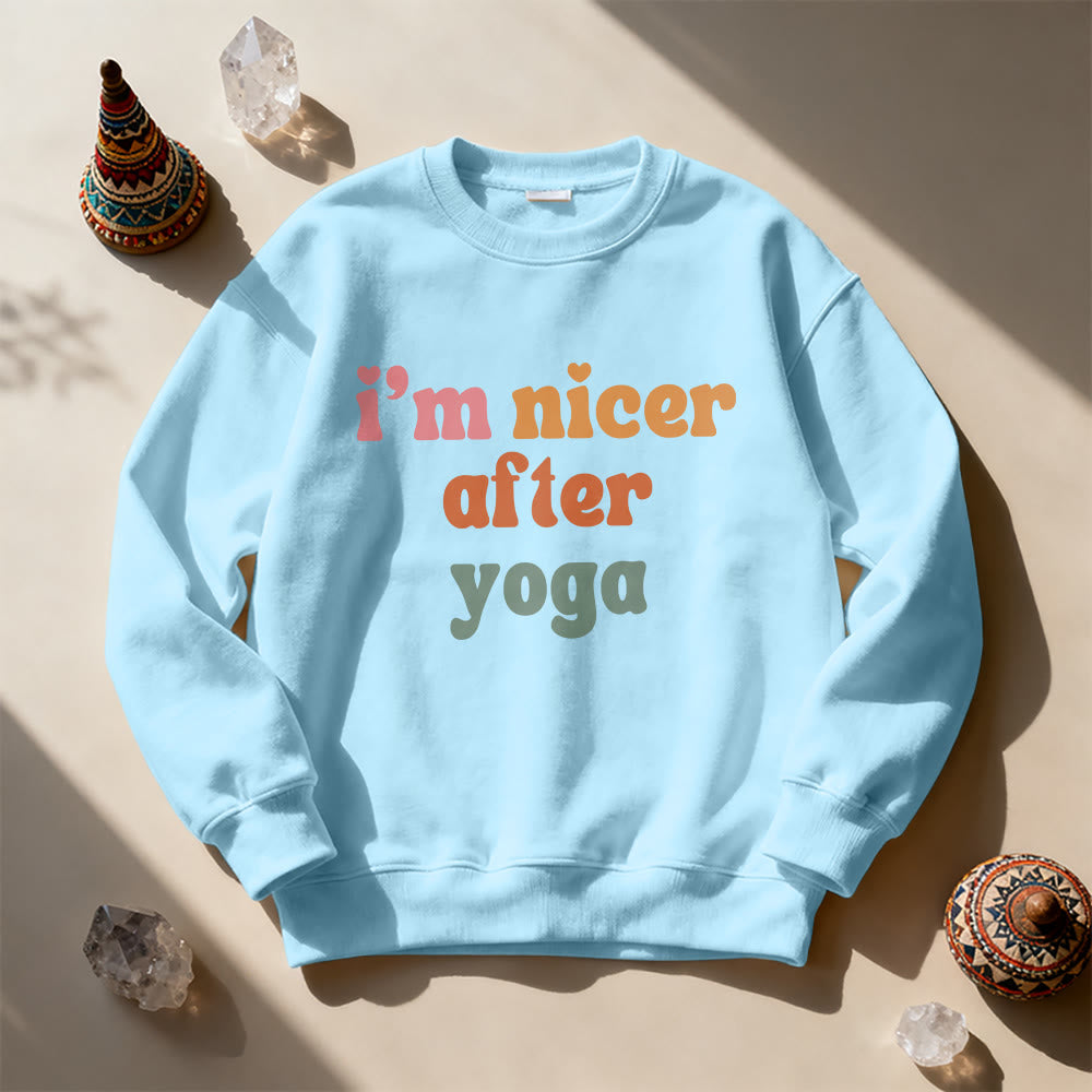 Olivenorma Nicer After Yoga Motivational Fitness Sweatshirt - Blue - 2XL - image 15