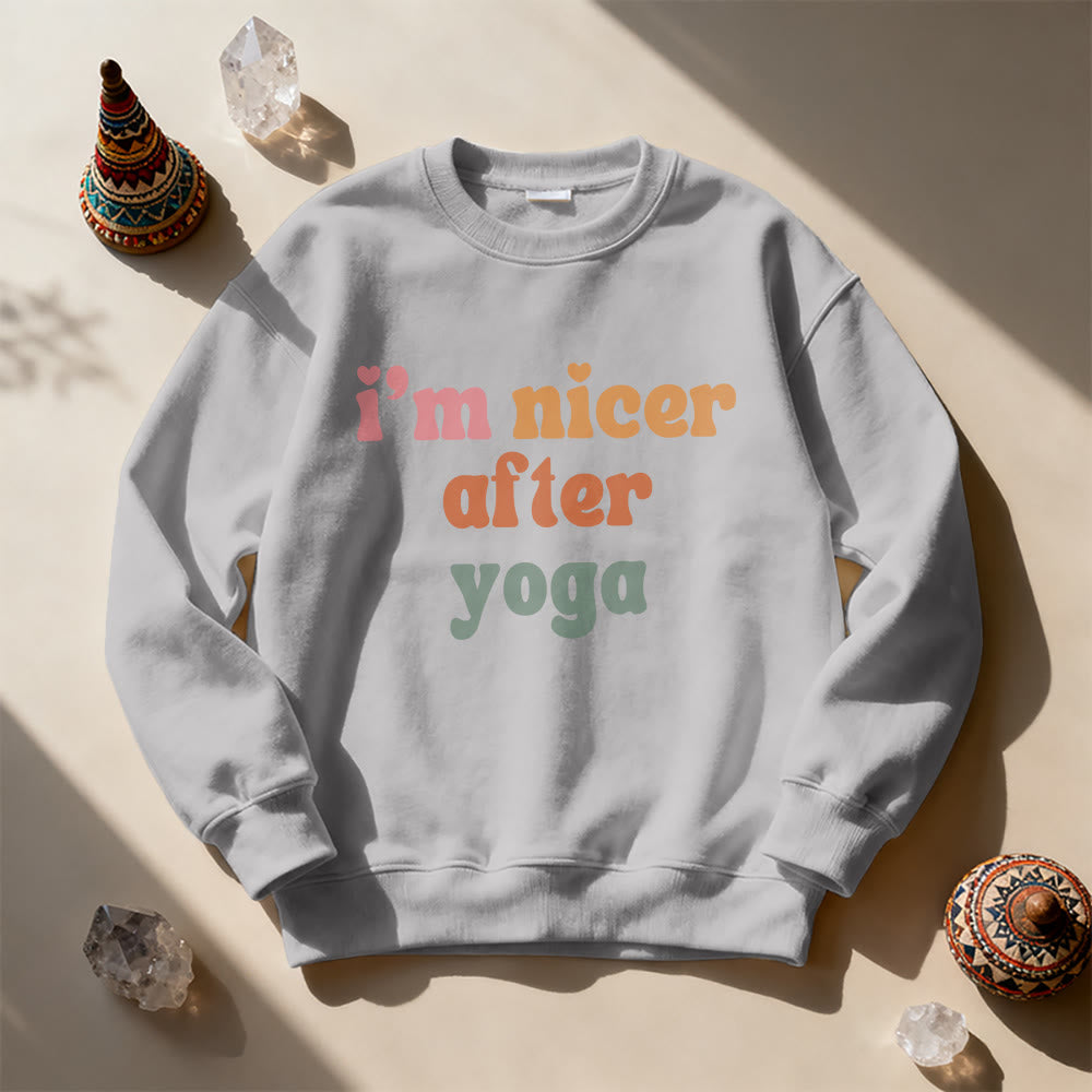 Olivenorma Nicer After Yoga Motivational Fitness Sweatshirt - Grey - 2XL - image 11