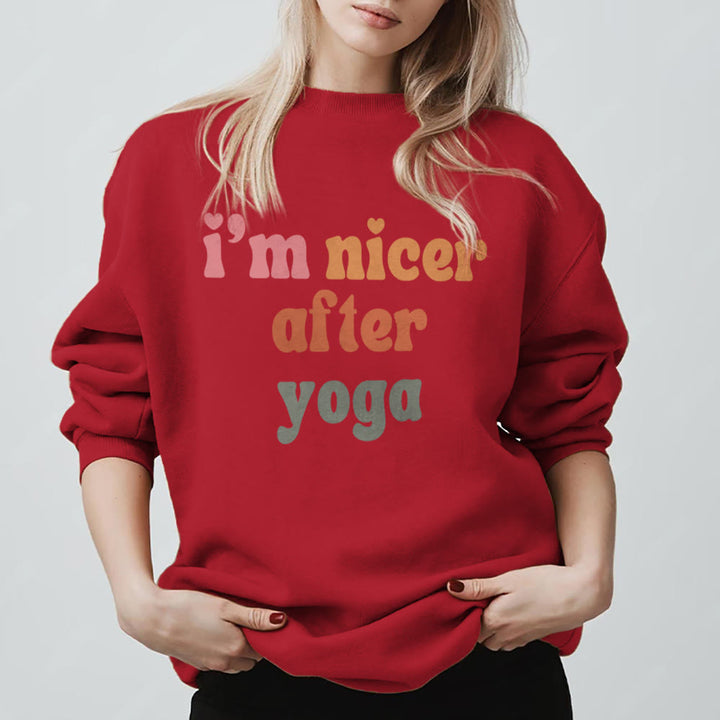 Olivenorma Nicer After Yoga Motivational Fitness Sweatshirt - Red - 2XL - image 7