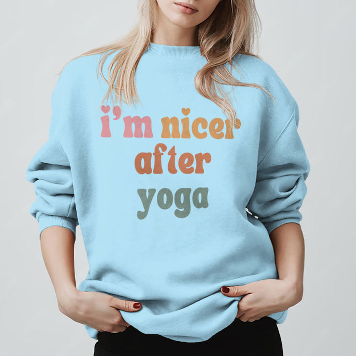 Olivenorma Nicer After Yoga Motivational Fitness Sweatshirt - Blue - 2XL - image 15