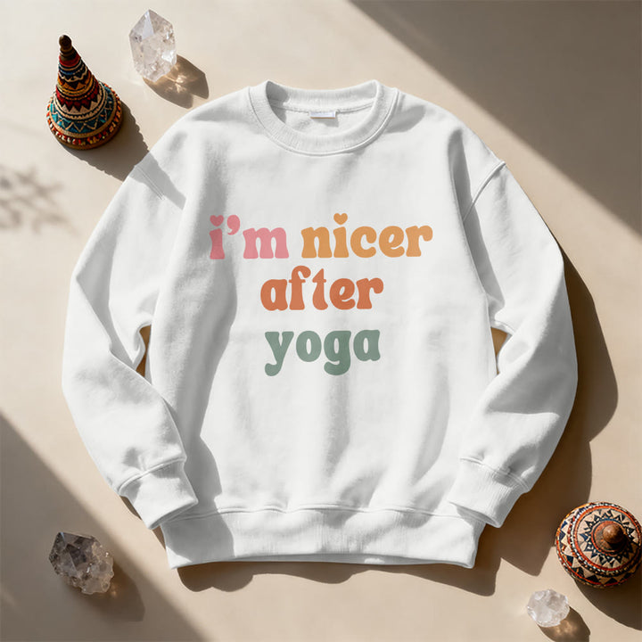 Olivenorma Nicer After Yoga Motivational Fitness Sweatshirt - White - 2XL - image 3