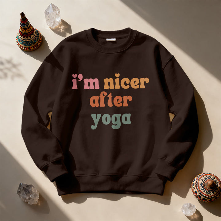 Olivenorma Nicer After Yoga Motivational Fitness Sweatshirt - Brown - 2XL - image 5
