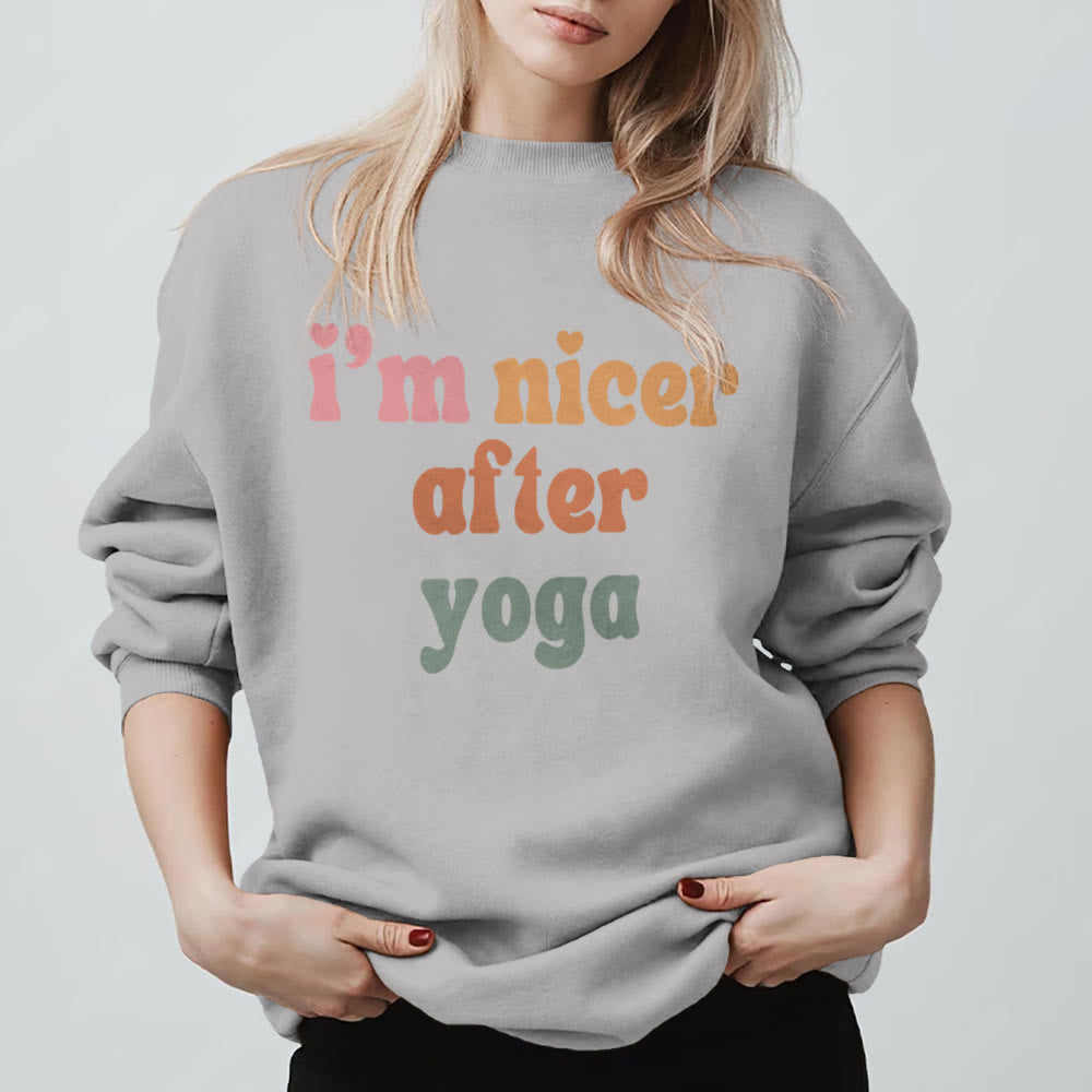 Olivenorma Nicer After Yoga Motivational Fitness Sweatshirt - Grey - 2XL - image 11