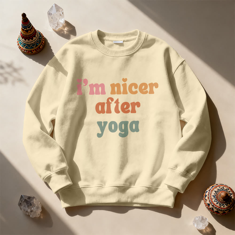 Olivenorma Nicer After Yoga Motivational Fitness Sweatshirt - LightYellow - 2XL - image 0